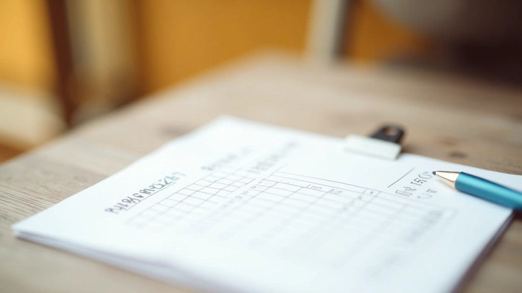 Ręcznie narysowana tabela wydatków miesięcznych na jedzenie