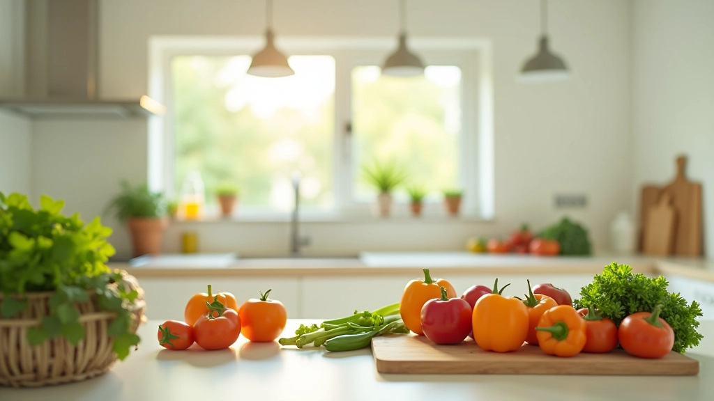 Świeże produkty spożywcze na kuchennym blacie z naturalnym oświetleniem