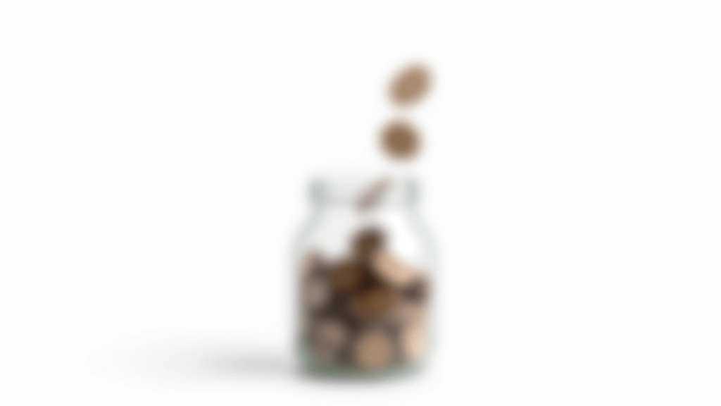 Monety wpadające do szklanego słoja — symbol oszczędzania pieniędzy