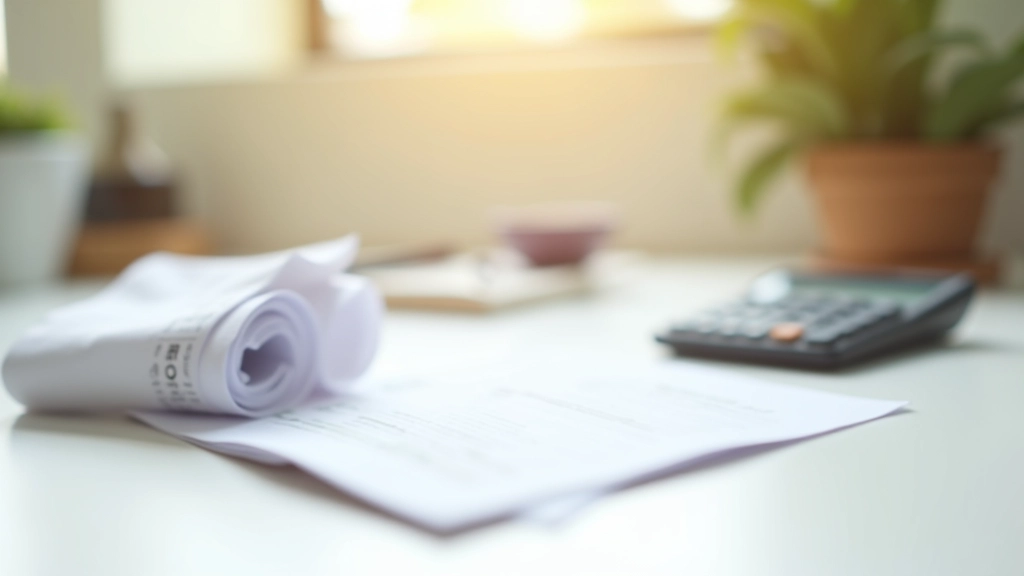 Kolekcja paragonów, notatnika i kalkulatora na białym biurku